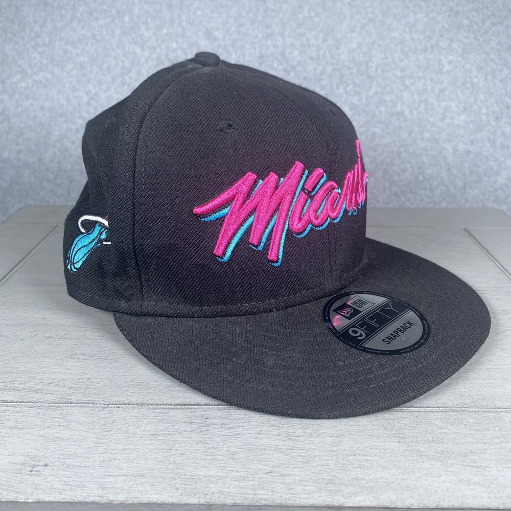 Miami Heat Vice NBA Snapback Hat Men's Black New Era 9FIFTY